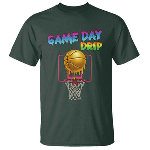 Game Day Drip T Shirt Funny Basketball Lover Street Style Design TS12 Dark Forest Green Print Your Wear