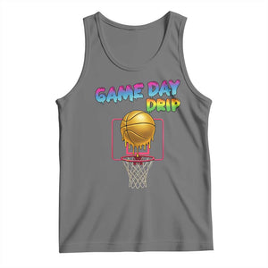 Game Day Drip Tank Top Funny Basketball Lover Street Style Design TS12 Black Heather Print Your Wear