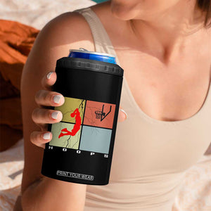 Hoops Life 4 in 1 Can Cooler Tumbler Retro Basketball Dunk Silhouette TS12 Print Your Wear