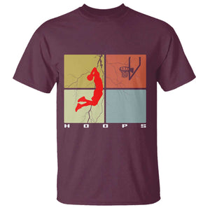 Hoops Life T Shirt Retro Basketball Dunk Silhouette TS12 Maroon Print Your Wear
