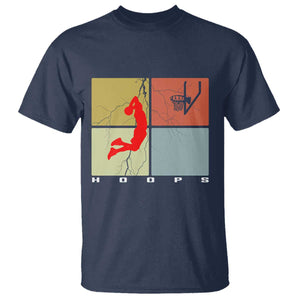 Hoops Life T Shirt Retro Basketball Dunk Silhouette TS12 Navy Print Your Wear