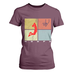 Hoops Life T Shirt For Women Retro Basketball Dunk Silhouette TS12 Maroon Print Your Wear