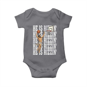 Christian Basketball Lover Baby Onesie He Is Rizzin Funny Gift TS12 Charcoal Print Your Wear