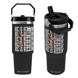 Christian Basketball Lover Flip Straw Tumbler He Is Rizzin Funny Gift TS12 One Size: 30 oz Black Print Your Wear