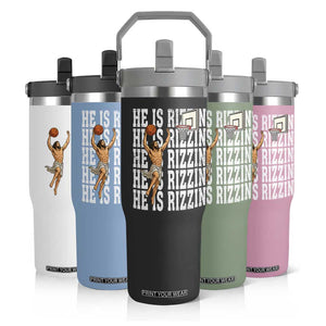 Christian Basketball Lover Flip Straw Tumbler He Is Rizzin Funny Gift TS12 Print Your Wear