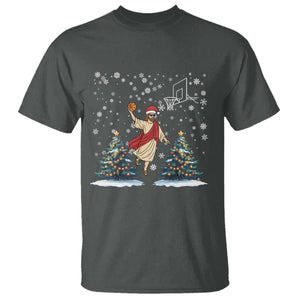 He Is Rizzin T Shirt Funny Christmas Slam Dunk Basketball Gift TS12 Dark Heather Print Your Wear