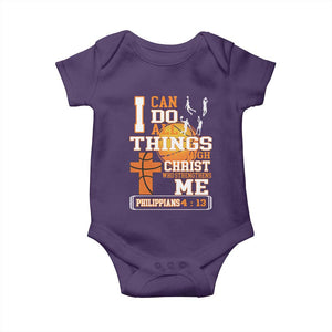 Christian Basketball Baby Onesie I Can Do All Things Through Christ Bible Verse TS12 Purple Print Your Wear