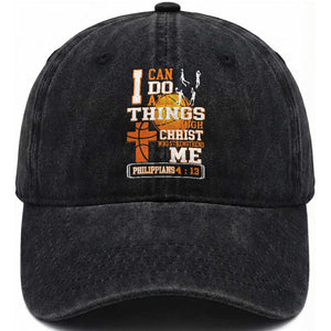 Christian Basketball Washed Cotton Baseball Cap I Can Do All Things Through Christ Bible Verse TS12 Print Your Wear