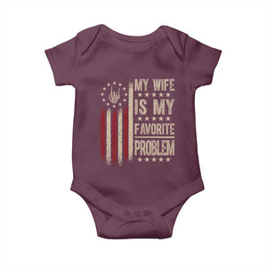 Funny My Wife Is My Favorite Problem Baby Onesie American Flag Husband Marriage Gift