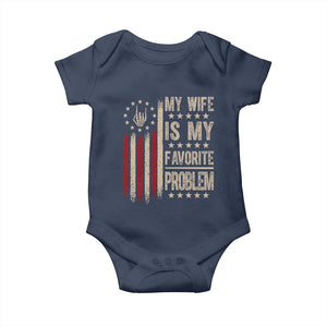 Funny My Wife Is My Favorite Problem Baby Onesie American Flag Husband Marriage Gift