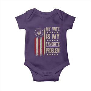 Funny My Wife Is My Favorite Problem Baby Onesie American Flag Husband Marriage Gift