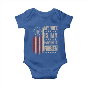 Funny My Wife Is My Favorite Problem Baby Onesie American Flag Husband Marriage Gift