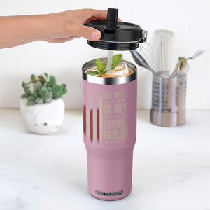 Funny My Wife Is My Favorite Problem Flip Straw Tumbler American Flag Husband Marriage Gift TS12 One Size: 30 oz Light Pink Print Your Wear