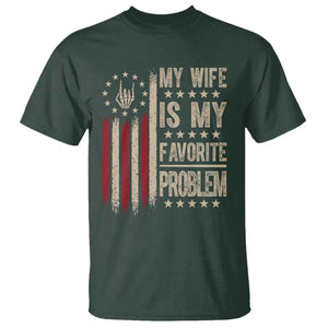 Funny My Wife Is My Favorite Problem T Shirt American Flag Husband Marriage Gift