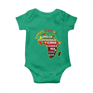 Happy Kwanzaa African Map Baby Onesie Nguzo Saba Seven Principles African Heritage Gift - Print Your Wear
