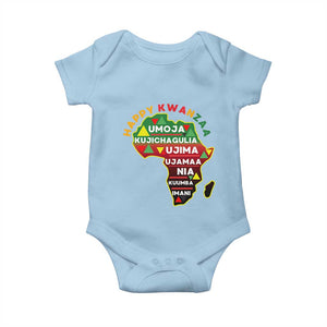 Happy Kwanzaa African Map Baby Onesie Nguzo Saba Seven Principles African Heritage Gift TS12 Light Blue Print Your Wear