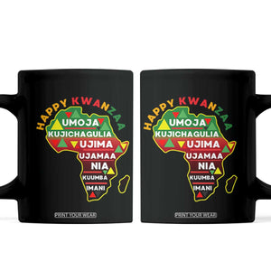Happy Kwanzaa African Map Coffee Mug Nguzo Saba Seven Principles African Heritage Gift - Print Your Wear