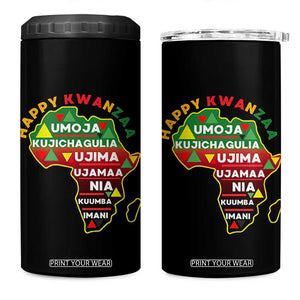 Happy Kwanzaa African Map 4 in 1 Can Cooler Tumbler Nguzo Saba Seven Principles African Heritage Gift - Print Your Wear