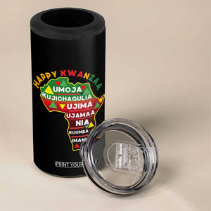 Happy Kwanzaa African Map 4 in 1 Can Cooler Tumbler Nguzo Saba Seven Principles African Heritage Gift - Print Your Wear