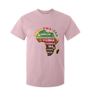 Happy Kwanzaa African Map T Shirt For Kid Nguzo Saba Seven Principles African Heritage Gift TS12 Light Pink Print Your Wear