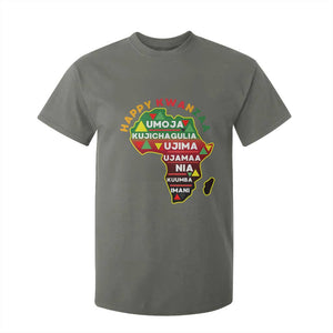 Happy Kwanzaa African Map T Shirt For Kid Nguzo Saba Seven Principles African Heritage Gift TS12 Military Green Print Your Wear