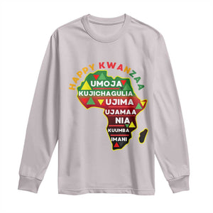 Happy Kwanzaa African Map Long Sleeve Shirt Nguzo Saba Seven Principles African Heritage Gift TS12 Ice Gray Print Your Wear