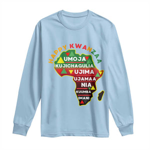 Happy Kwanzaa African Map Long Sleeve Shirt Nguzo Saba Seven Principles African Heritage Gift TS12 Light Blue Print Your Wear