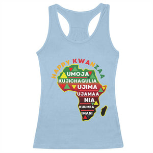 Happy Kwanzaa African Map Racerback Tank Top Nguzo Saba Seven Principles African Heritage Gift TS12 Light Blue Print Your Wear