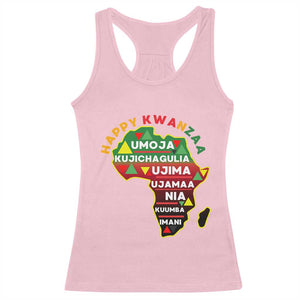 Happy Kwanzaa African Map Racerback Tank Top Nguzo Saba Seven Principles African Heritage Gift - Print Your Wear