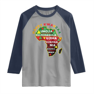 Happy Kwanzaa African Map Raglan Shirt Nguzo Saba Seven Principles African Heritage Gift - Print Your Wear
