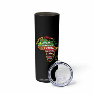 Happy Kwanzaa African Map Skinny Tumbler Nguzo Saba Seven Principles African Heritage Gift - Print Your Wear