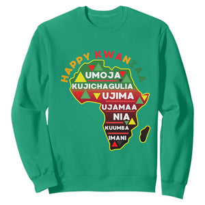 Happy Kwanzaa African Map Sweatshirt Nguzo Saba Seven Principles African Heritage Gift TS12 Irish Green Print Your Wear