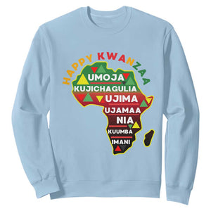 Happy Kwanzaa African Map Sweatshirt Nguzo Saba Seven Principles African Heritage Gift TS12 Light Blue Print Your Wear