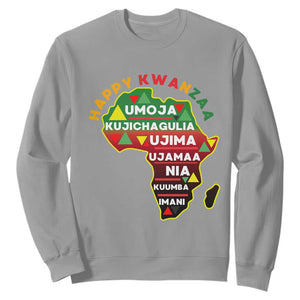 Happy Kwanzaa African Map Sweatshirt Nguzo Saba Seven Principles African Heritage Gift TS12 Sport Gray Print Your Wear