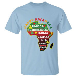 Happy Kwanzaa African Map T Shirt Nguzo Saba Seven Principles African Heritage Gift TS12 Light Blue Print Your Wear