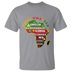 Happy Kwanzaa African Map T Shirt Nguzo Saba Seven Principles African Heritage Gift TS12 Sport Gray Print Your Wear