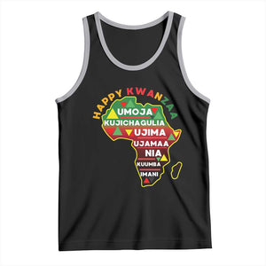 Happy Kwanzaa African Map Tank Top Nguzo Saba Seven Principles African Heritage Gift - Print Your Wear