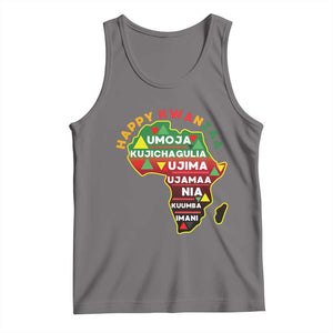 Happy Kwanzaa African Map Tank Top Nguzo Saba Seven Principles African Heritage Gift - Print Your Wear