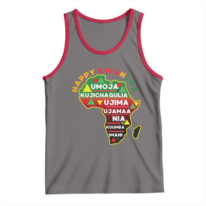 Happy Kwanzaa African Map Tank Top Nguzo Saba Seven Principles African Heritage Gift - Print Your Wear