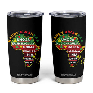 Happy Kwanzaa African Map Tumbler Cup Nguzo Saba Seven Principles African Heritage Gift - Print Your Wear