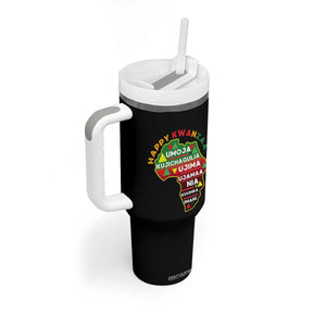Happy Kwanzaa African Map Tumbler With Handle Nguzo Saba Seven Principles African Heritage Gift - Print Your Wear
