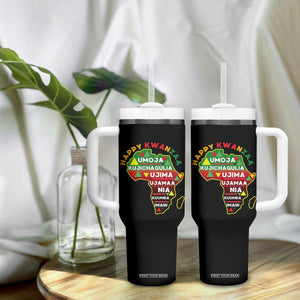 Happy Kwanzaa African Map Tumbler With Handle Nguzo Saba Seven Principles African Heritage Gift - Print Your Wear