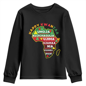 Happy Kwanzaa African Map Youth Sweatshirt Nguzo Saba Seven Principles African Heritage Gift TS12 Black Print Your Wear