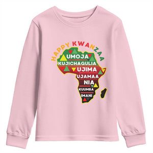 Happy Kwanzaa African Map Youth Sweatshirt Nguzo Saba Seven Principles African Heritage Gift TS12 Light Pink Print Your Wear