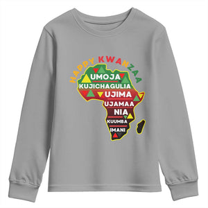 Happy Kwanzaa African Map Youth Sweatshirt Nguzo Saba Seven Principles African Heritage Gift TS12 Sport Gray Print Your Wear