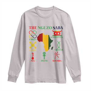 Nguzo Saba Seven Principles Long Sleeve Shirt Festival Of Lights African Heritage Gift TS12 Ice Gray Print Your Wear