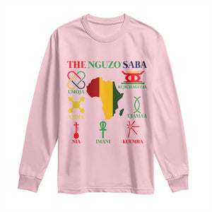Nguzo Saba Seven Principles Long Sleeve Shirt Festival Of Lights African Heritage Gift TS12 Light Pink Print Your Wear