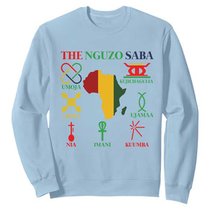 Nguzo Saba Seven Principles Sweatshirt Festival Of Lights African Heritage Gift TS12 Light Blue Print Your Wear