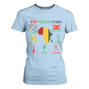 Nguzo Saba Seven Principles T Shirt For Women Festival Of Lights African Heritage Gift TS12 Light Blue Print Your Wear