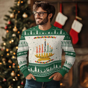 7 Principles Of Kwanzaa Ugly Christmas Sweater Festival Of Lights African Heritage Gift TS12 Beige Green Print Your Wear